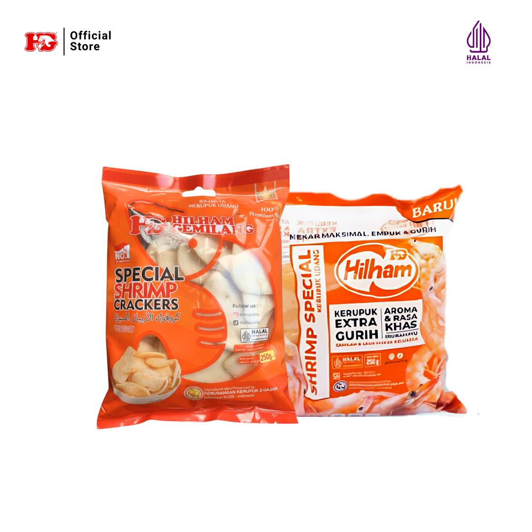 Paket duo kerupuk udang HG premium dan ekonomis